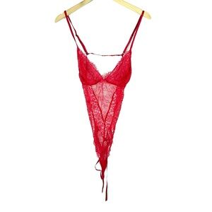 Victoria's Secret Red Unlined Lace Teddy